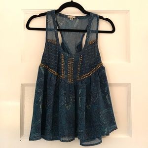 Blue embellished tank